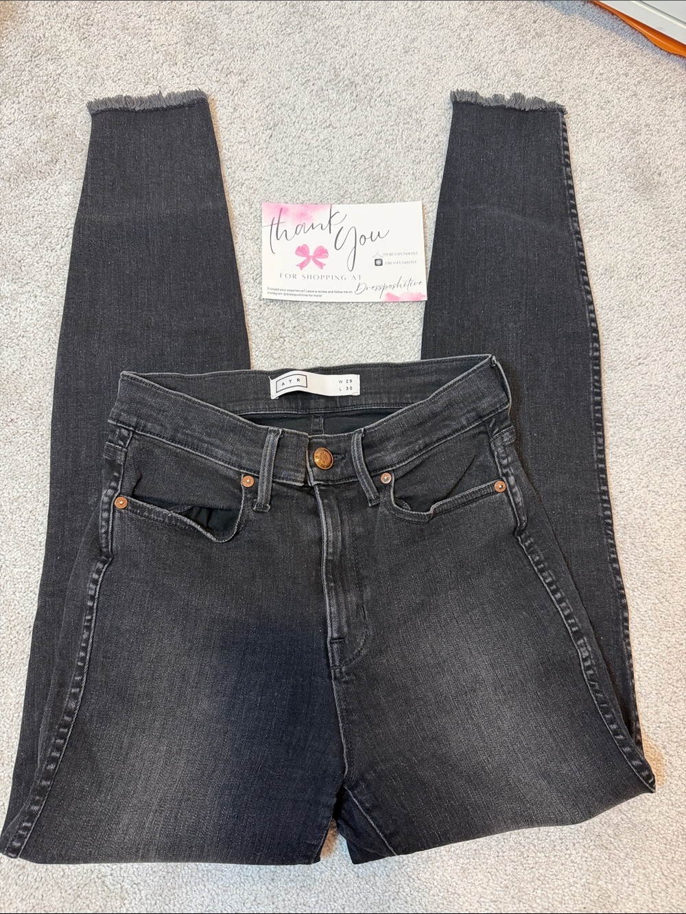AYR The Riser Black Jeans with Frayed Hem - Picture 2 of 4